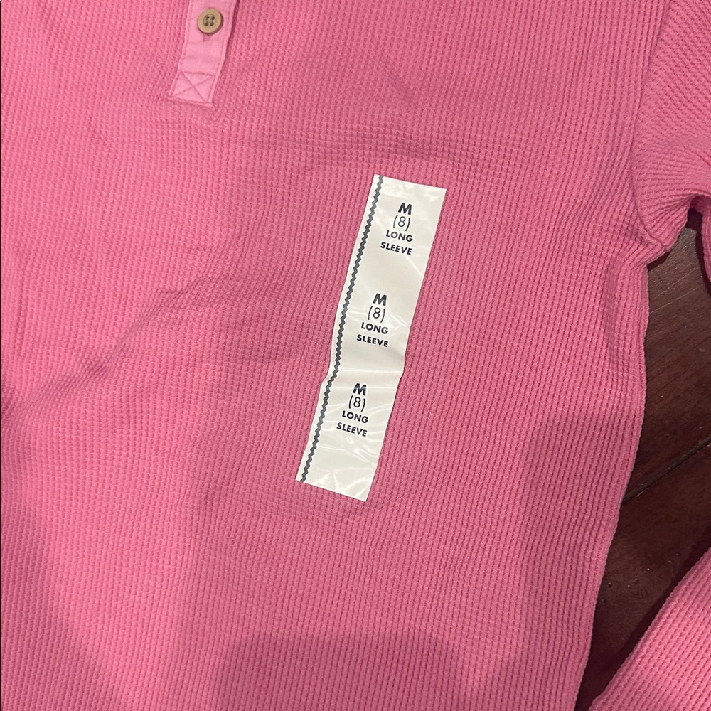 Cat & Jack Pink Long Sleeve Henley Shirt - Picture 2 of 5